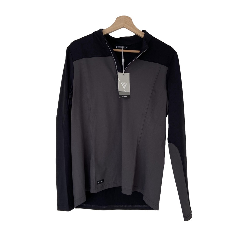LEVELWEAR BAYSHORE BLACK/GREY LONG SLEEVED QUARTER ZIP ATHLETIC TOP, NWT, LARGE